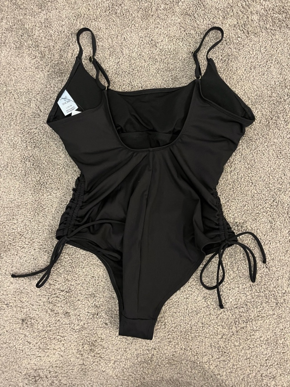 Shade & Shore Black Ribbed One-Piece Swimsuit - Picture 3 of 6